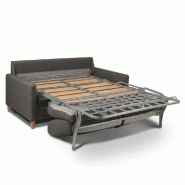 Canapé convertible OGGETTO - Matelas 16 cm - Système express - Sommier à lattes 160 cm - Polyuréthane taupe - Renatonisi_1
