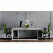 Cloison frontale haute pour bureaux Bench - Mobel Linea - 80, Blanc, Marron A430_1