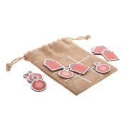 Jeu de morpions de Noël en contreplaqué de bouleau - avec boules de Noël, 10 jetons et pochette en jute_1