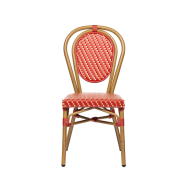 Chaise de terrasse authentique - Louvre - résistante, légère et design avec tressage rouge et beige_1