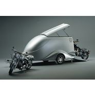 Remorque fourgon équipée d'un pont arrière assisté par vérins à gaz