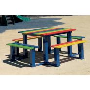Table de pique-nique pour enfant - bois exotique FSC - écoles - structure acier - version maternelle et primaire_1