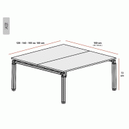 Bureau bench 2 personnes ROCK - MOBEL LINEA - 140, Blanc_2