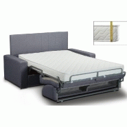 Canapé convertible Belle Epoque CanapExpress - Velours bleu navy - Matelas Memory 22 cm - Tête de lit intégrée_1