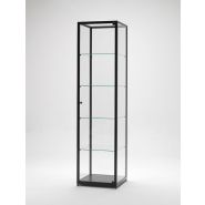 Vitrine colonne noire l 50 cm avec porte battante securisee