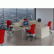 Bureau bench 4 personnes Tempo - Mobel  Linea. - Blanc 9010, Gris, 3 tiroirs, 360_0