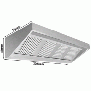 Hotte murale Inox statique - 2m20 - avec filtre et éclairage - P 700 mm | GGM_1