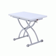 Table basse relevable extensible Hirondelle compacte laquée blanc - 100 x 57/114 cm - Design et gain de place_1