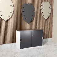 Armoire basse à portes coulissantes Mobel Linea. - 120, Gris anthracite, Blanc pastel_1