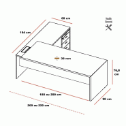 Bureau d'angle T45 avec caisson - Quadrifoglio. - 220, Noyer Canaletto et blanc_1