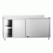 Meuble bas inox adossé P 600 mm avec portes - 1800_1
