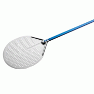 Pelle à pizza ronde perforée aluminium Ø 33 - Manche 60 cm - Gamme Azzurra | GI.METAL_1
