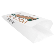 Sachet papier blanc ingraissable imprimé pour hot dog 7+5x18cm - par 500_1