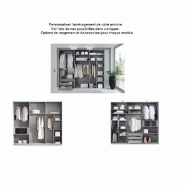 Dressing coulissant Hendrix - 1 porte blanc mat / 1 porte miroir - L 179 cm - Aménagement optimisé avec penderies et étagères_1