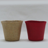 Pot en jute intissé rouge avec interieur PET Ø11,5 H10 cm - par 12_1