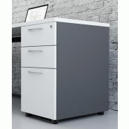 Bureau individuel Ogi U avec caisson - MDD - Anthracite, 3 tiroirs_1