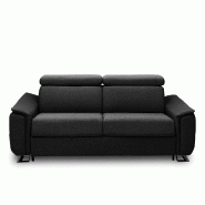 Canapé convertible express Réaumur 140cm - Matelas 16cm - Pieds luge - Polyuréthane noir - Fabrication italienne_1