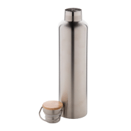 Thermos en inox à double paroi - 1000 ml - Couvercle en bambou et accroche en métal_1