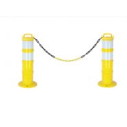 28642 - Poteau de signalisation - Kit de 2 balises rétroréfléchissantes avec chaîne - Fixation au sol ou socle lestable - Hauteur 85 cm_1