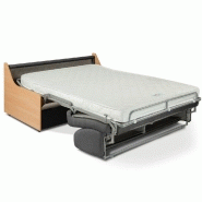Canapé lit compact 3 places Normann - 140 cm - Matelas 16 cm - Ouverture express - Accoudoirs bois - Tweed gris graphite_1