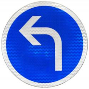 Panneau d'obligation B21C2 - Direction obligatoire à gauche à la prochaine intersection - WP Signalisation_1