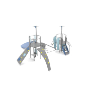 Structure multi-activités métallique Stellar Victoria - LD1EK0142 - Ludoparc - 2 tours inox avec planchers HPL, pour 22 enfants_1