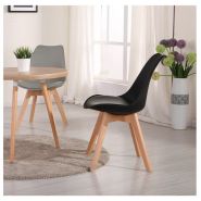 Chaise de restaurant - design scandinave - bois de hêtre et coque en polyuréthane - coussin simili cuir - vendue par lot de 4_1