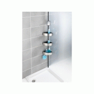 Étagère de bain/douche à ventouse - argent et noir - premium_1