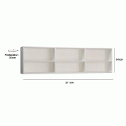 Surmeuble lit escamotable VERTIGO 140 x 200 cm - Blanc mat - 6 niches fixes_1