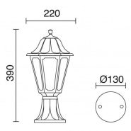 Borne classique Indura Mini 6 IP55 - résine noire - ampoule E27 - H 390 mm_1