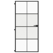 Vidaxl porte intérieure mince noir 93x201,5 cm verre trempé aluminium 155128_1