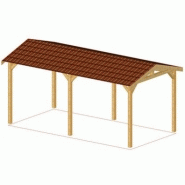 Abri camping-car ouvert douglas / structure en bois / toiture à deux pans en tuile / 3.74 x 3.20 m_1
