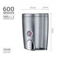 Distributeur de savon - Homepluz - intelligent 580ml - gris métal - HP-600VP - matériau ABS résistant à l'eau_1