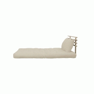 Canapé lit futon Shin Sano beige en pin massif - Couchage 140x200 cm avec matelas futon et coussins inclus_1