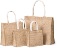 Sac réutilisable style cabas en toile de jute - petit modèle - poignées en coton - Réf: KI0272 - Marque Kimood_1