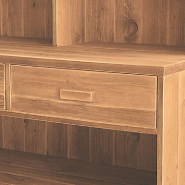 Buffet de service L100xP49xH160cm - 2 tiroirs, 2 portes, bois massif_1