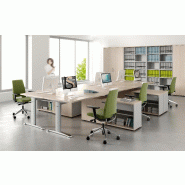 Bureau avec crédence de rangement - MDD - 160, Alu, Oui, Bouleau clair_1