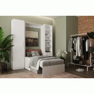 Lit escamotable Dynamo Sofa - Accoudoirs blancs - Tissu gris - Couchage 90x200 cm - L : 205 cm_1