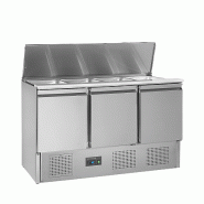 Saladette GN1/1 avec capot télescopique - 3 portes pleines à charnières | Tefcold - SA1365_1