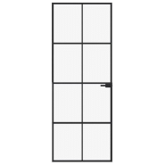 Vidaxl porte d'intérieur noir 76x201,5 cm trempé verre aluminium fin 153662_1