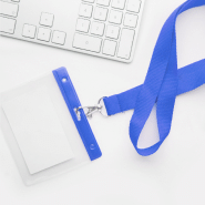 Porte-badge en PVC transparent - Partie supérieure colorée - Couleur bleu - Poids 8g_1