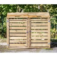 Cache-conteneurs et abris poubelle double en bois autoclavé - Anima Jardin - Pin sylvestre FSC_1