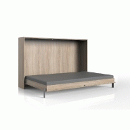 Lit escamotable horizontal Vanier - décor chêne - couchage 120 x 200 cm - faible profondeur_1