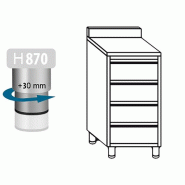 Meuble inox adossé 4 tiroirs profondeur 700 x 500 mm_1