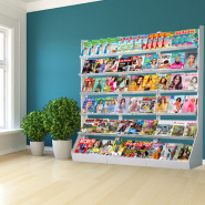 Présentoir Média-Rack® grande capacité - Meuble 6 étagères - sans joues - Réf : 1296 - 100% métallique finition laquée époxy blanc_1