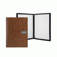Protège-menu en cuir recyclé Gamme Leather A4 marron | Securit - CU926_1