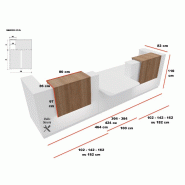 Banque d'accueil 2 personnes Delta avec PMR - Blanc mat, 384, Acacia foncé, Non_1