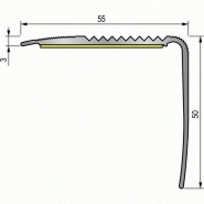 Nez de marche en aluminium type 41va avec adhésif en 42 x 23 x 3000 mm