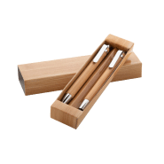 Set stylo à bille, stylet et porte-mine en bambou - avec boîte cadeau - encre bleue - mine 0,7 mm_1