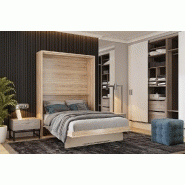 Armoire lit escamotable Mykonos - chêne / beige - couchage 140x200 cm - éclairage LED intégré et fabrication européenne_1